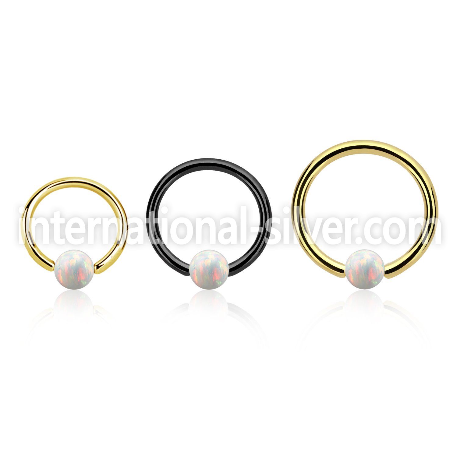 bcrt18o4 pvd plated 316l steel bcr 18g w 4mm synthetic opal ball