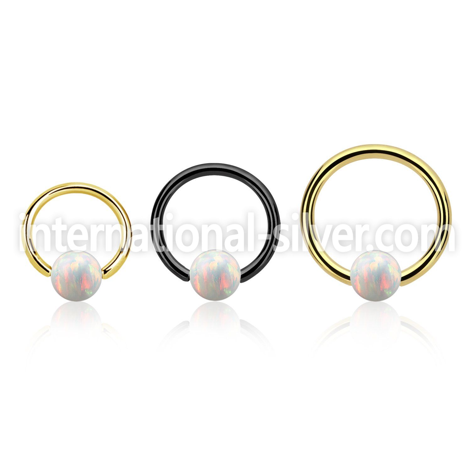 bcrt18o5 pvd plated 316l steel bcr 18g w 5mm synthetic opal ball
