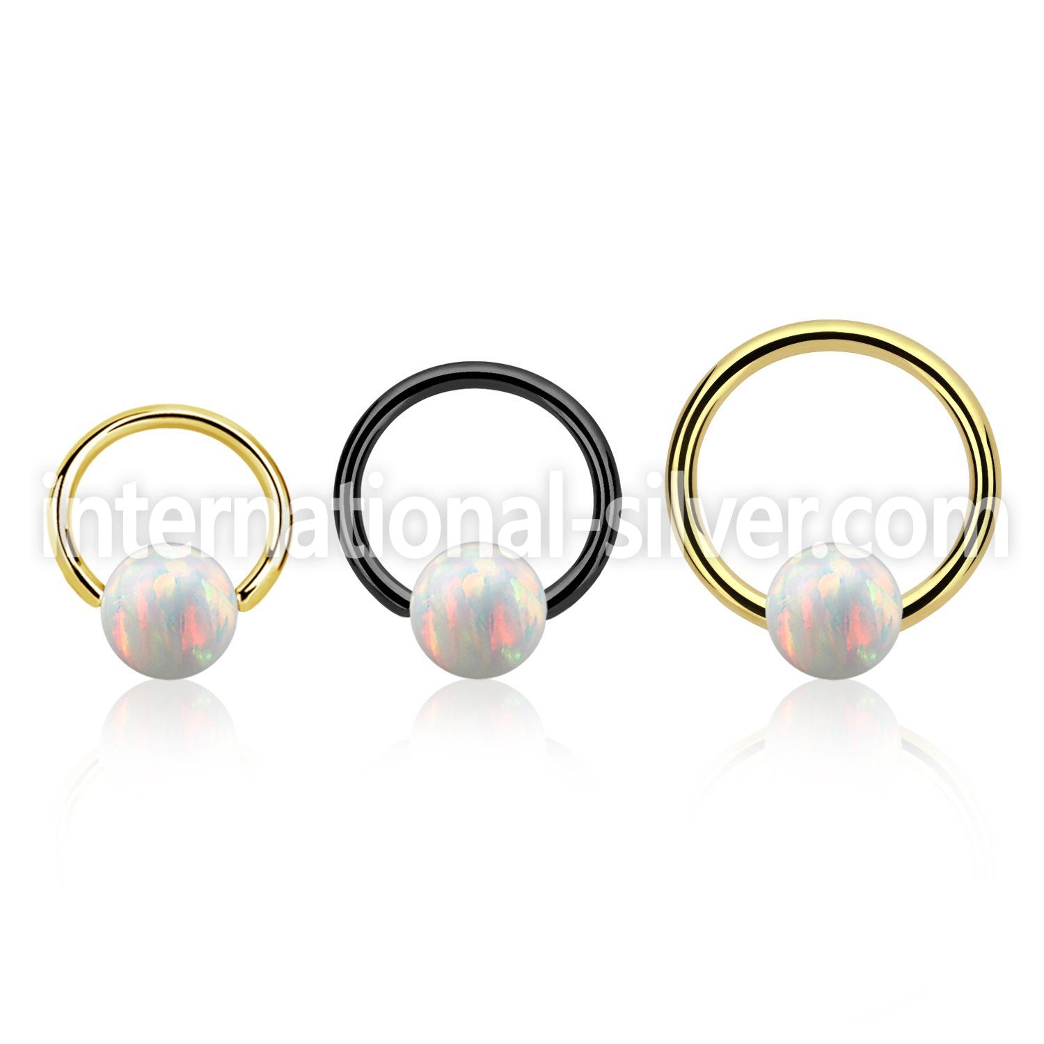bcrt18o6 pvd plated 316l steel bcr 18g w 6mm synthetic opal ball