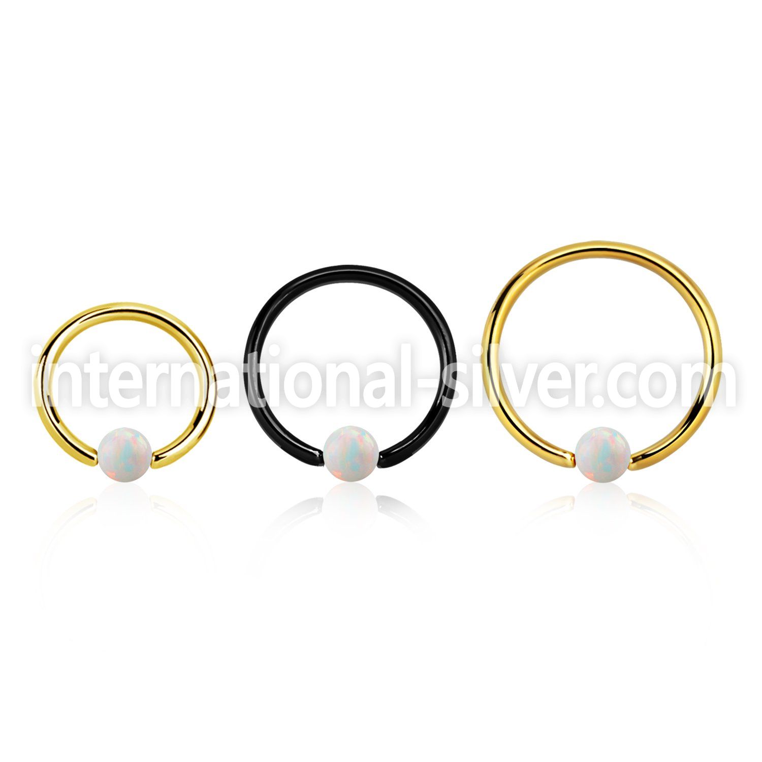 bcrt20o3 pvd plated 316l steel bcr 20g w 3mm synthetic opal ball