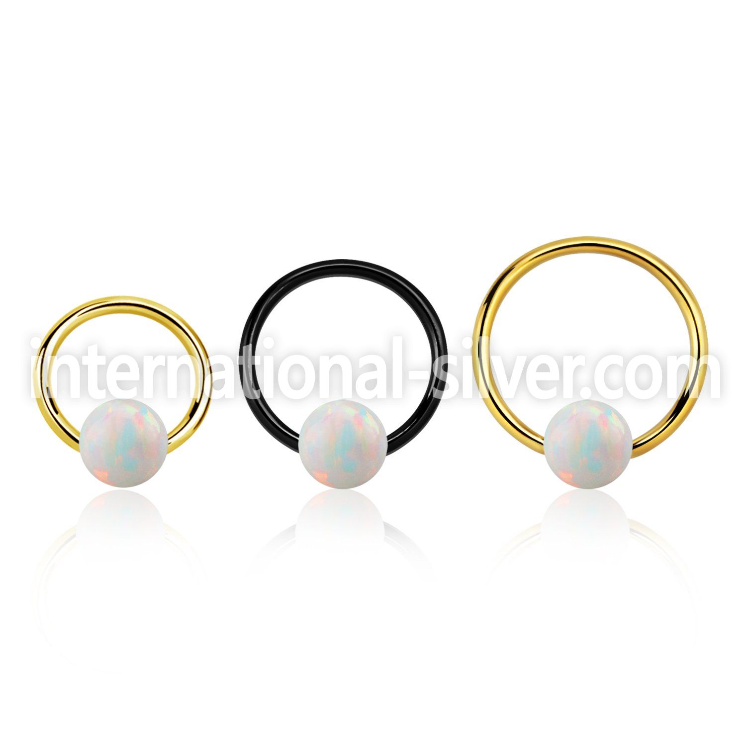 bcrt20o5 pvd plated 316l steel bcr 20g w 5mm synthetic opal ball
