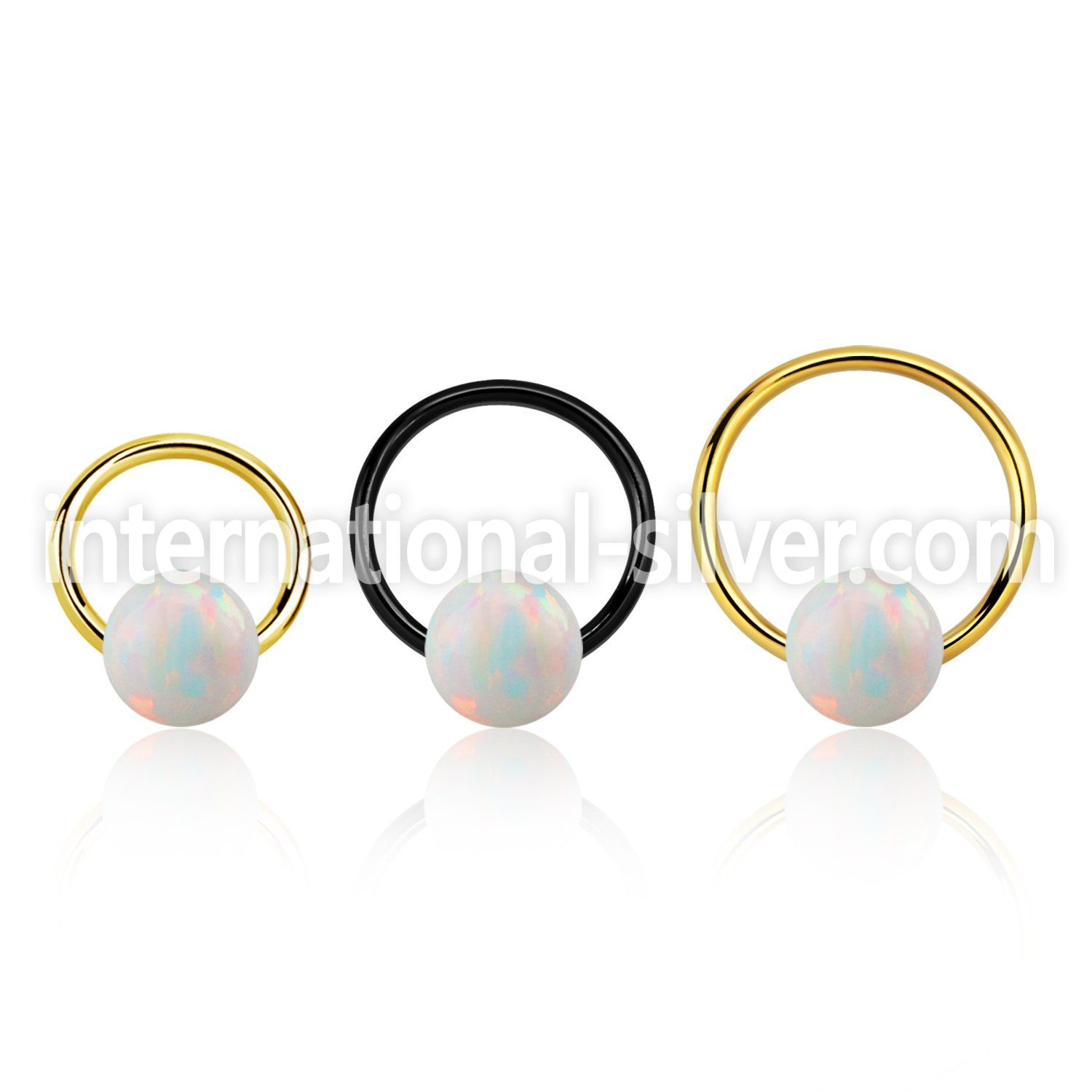 bcrt20o6 pvd plated 316l steel bcr 20g w 6mm synthetic opal ball