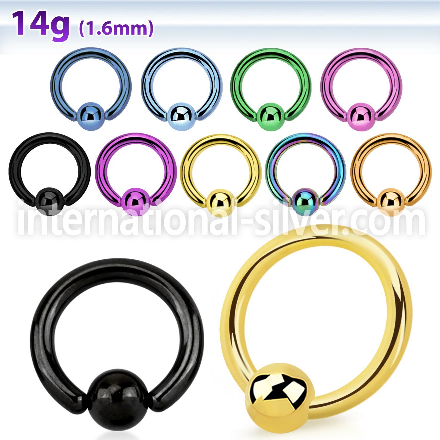 bcrt hoops captive rings anodized surgical steel 316l eyebrow