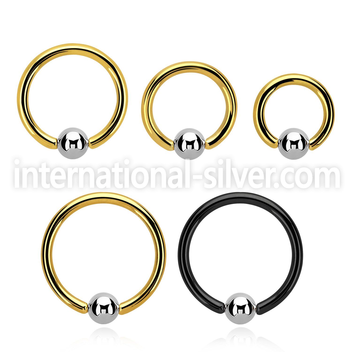 bcrtb4 hoops captive rings anodized surgical steel 316l ear lobe