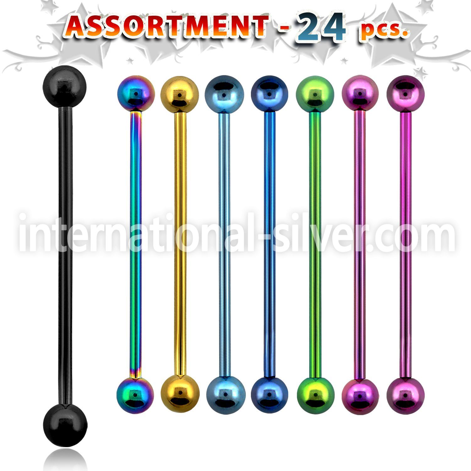 blk101 straight barbells anodized surgical steel 316l 