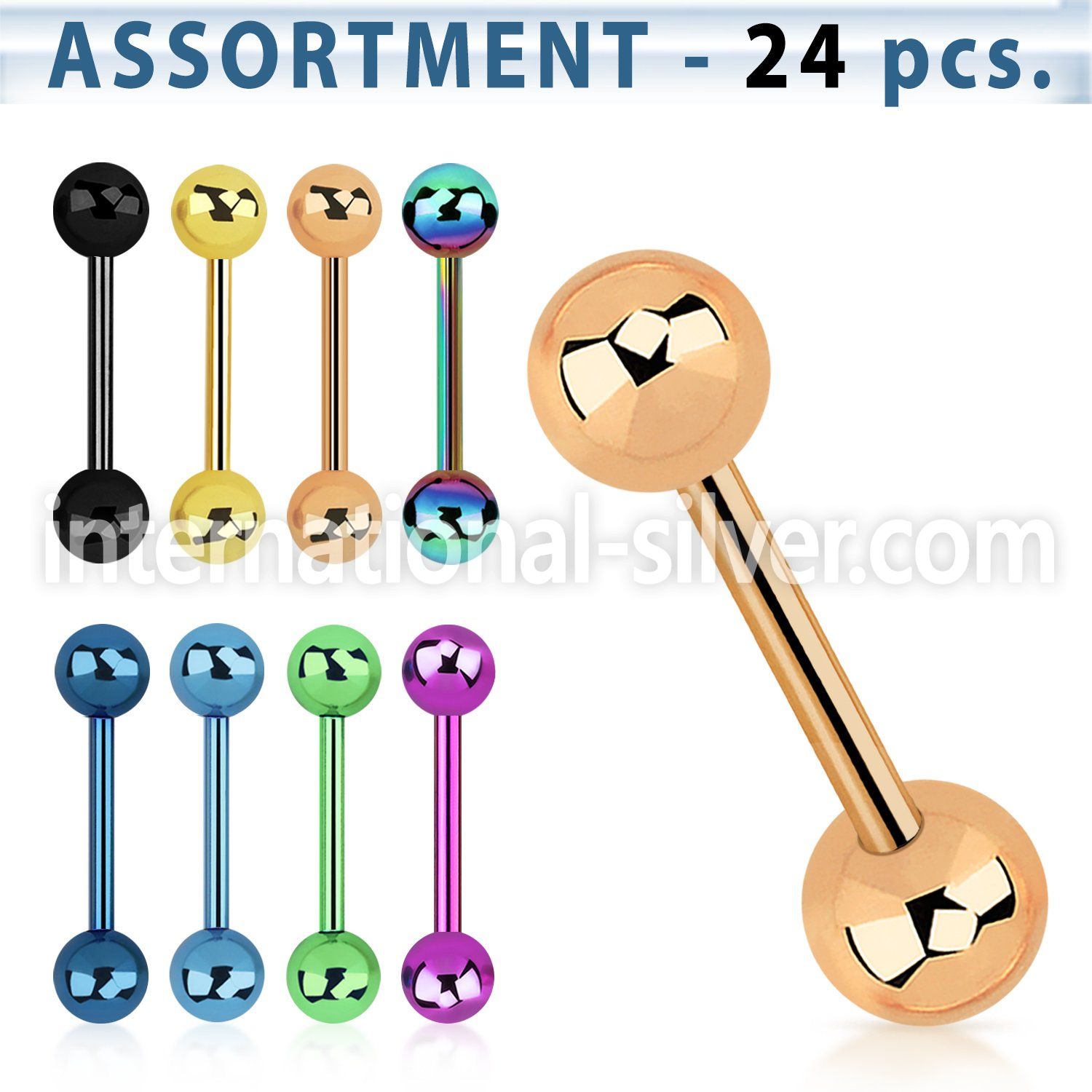 blk104 straight barbells anodized surgical steel 316l tongue