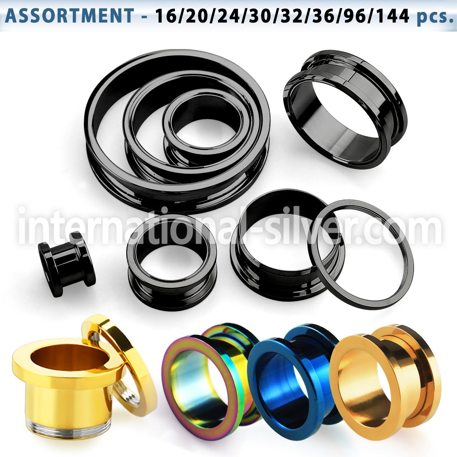 blk12 body jewelry value pack pvd plated 316l surgical steel screw fit flesh tunnels