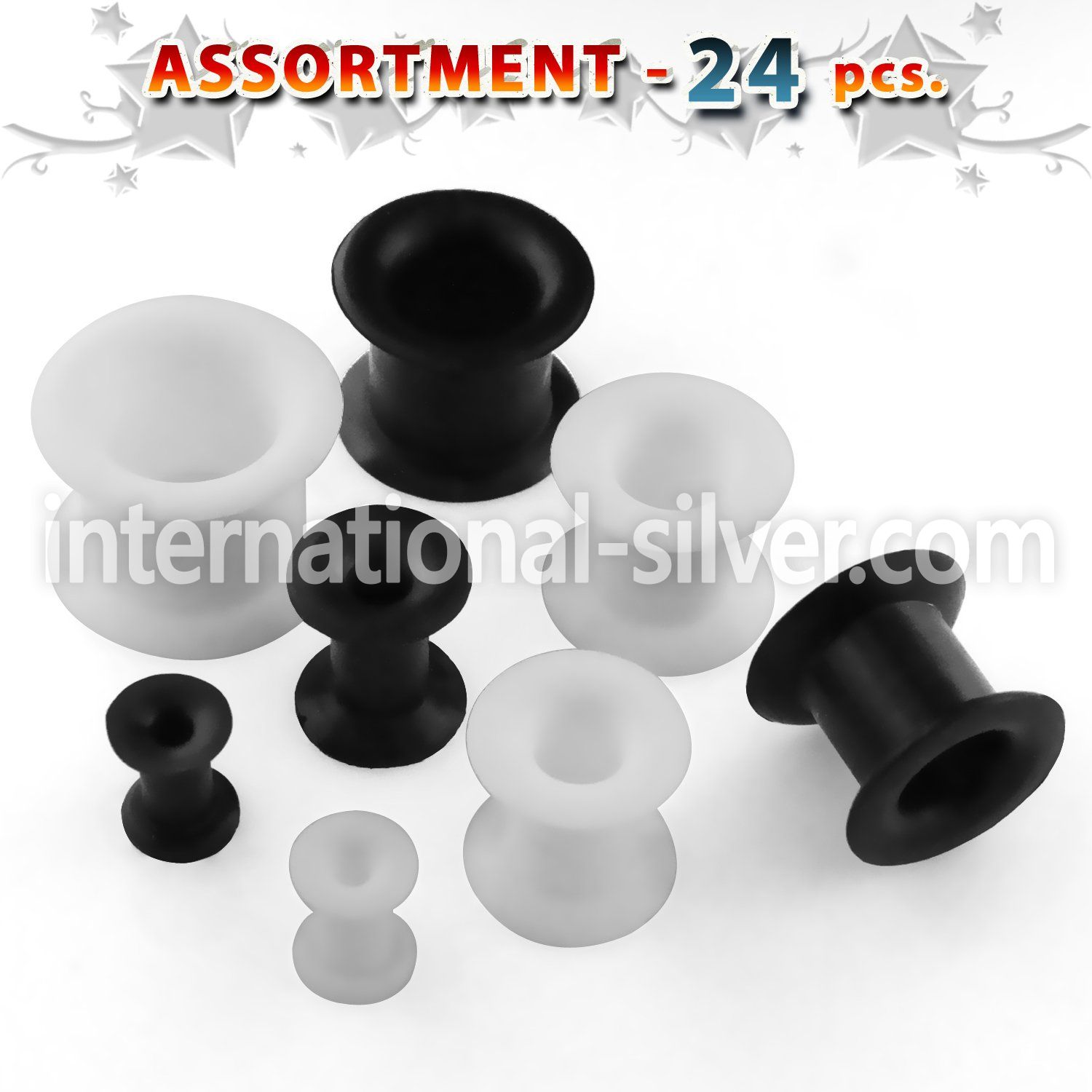 blk184 tunnels gauges silicon body jewelry ear lobe