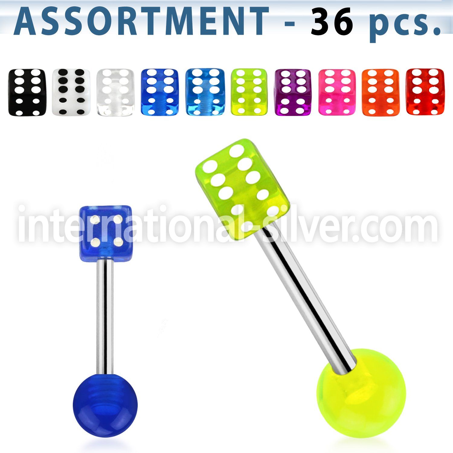 blk201 straight barbells surgical steel 316l with acrylic parts tongue