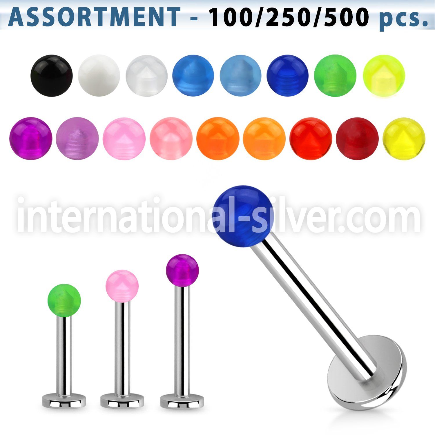 blk232 labrets lip rings surgical steel 316l with acrylic parts belly button