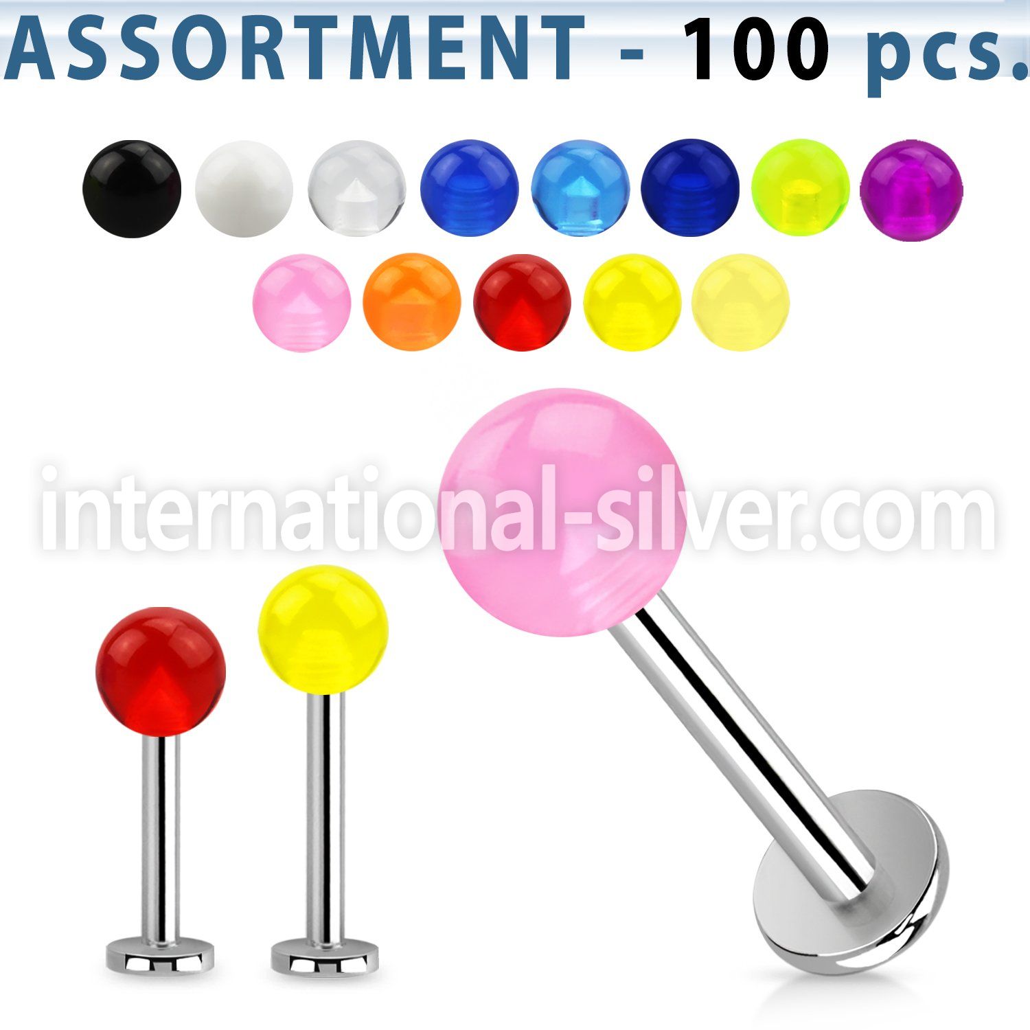 blk235 labrets lip rings surgical steel 316l with acrylic parts belly button