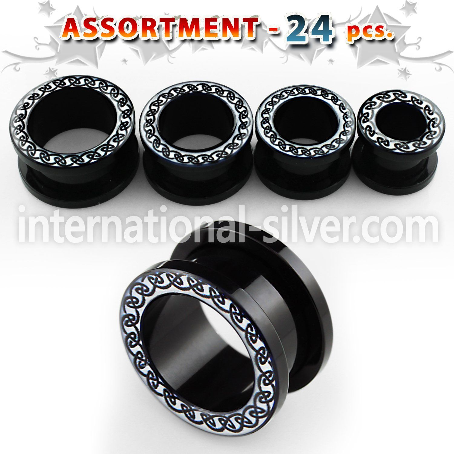 blk239 tunnels gauges acrylic body jewelry ear lobe