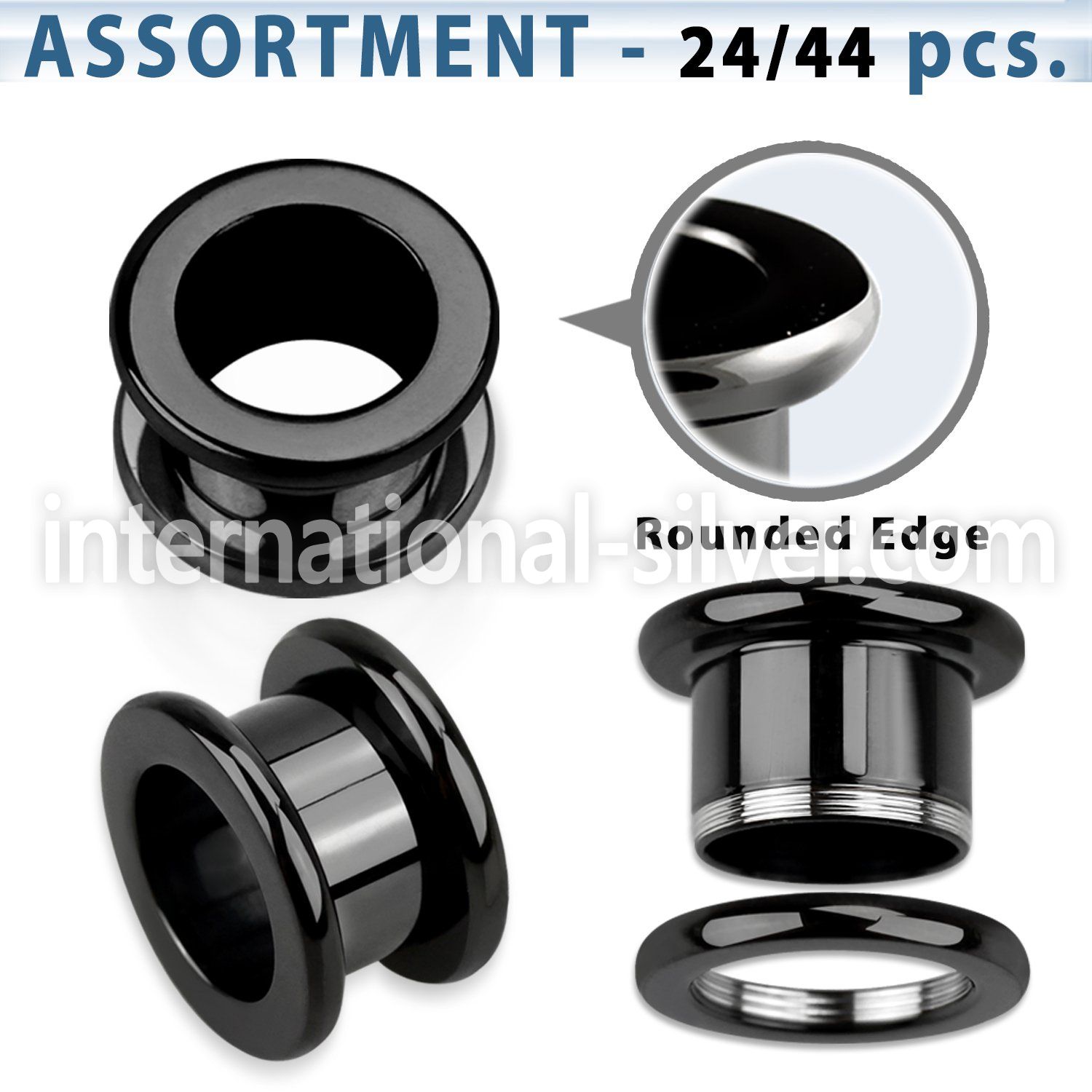 blk245 tunnels gauges anodized surgical steel 316l ear lobe