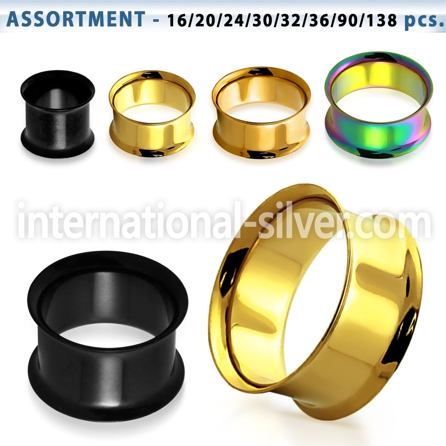 blk249 tunnels gauges anodized surgical steel 316l ear lobe