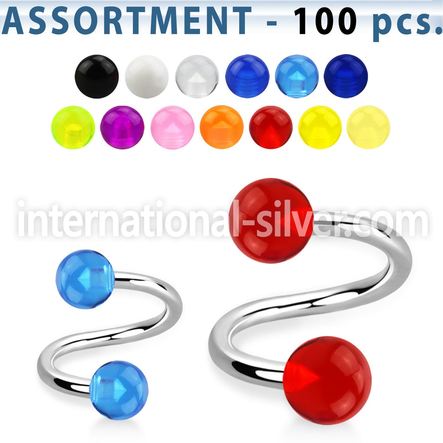 blk269 spirals twisters surgical steel 316l with acrylic parts eyebrow