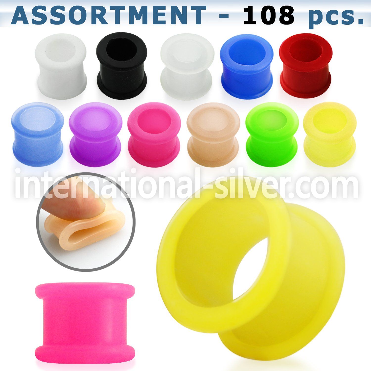 blk287 tunnels gauges silicon body jewelry ear lobe