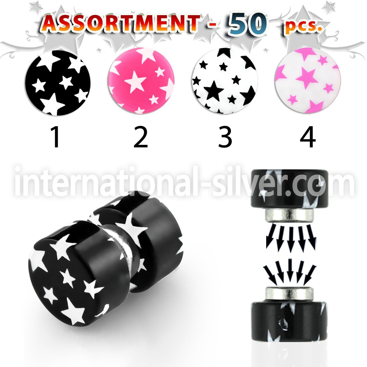 blk308 cheaters  illusion plugs and tapers acrylic body jewelry belly button