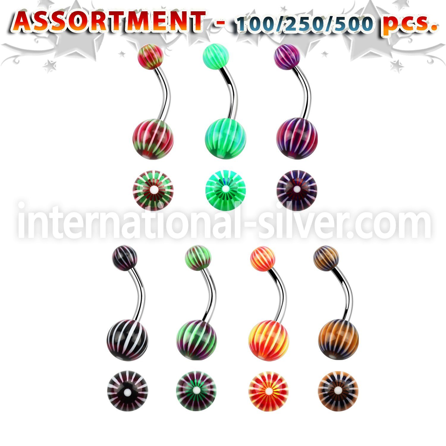 blk330 belly rings surgical steel 316l with acrylic parts belly button