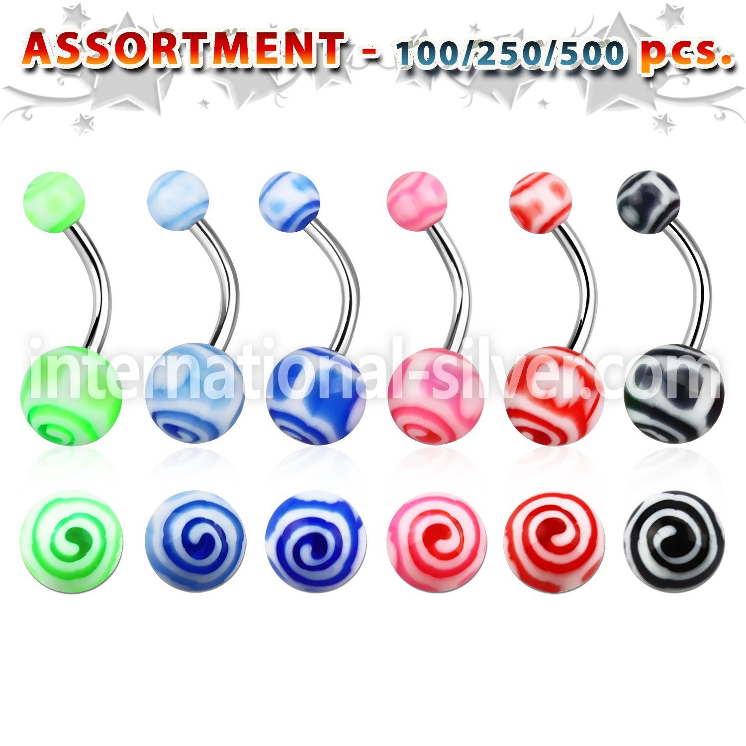 blk332 belly rings surgical steel 316l with acrylic parts belly button