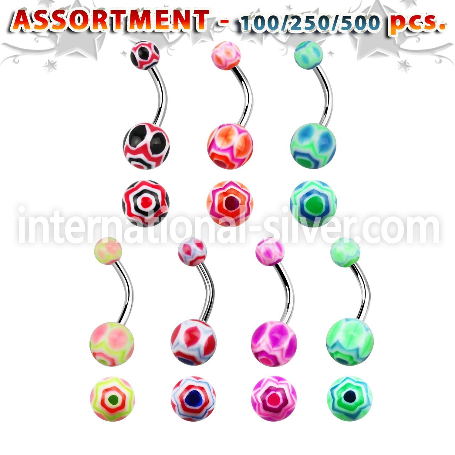 blk333 belly rings surgical steel 316l with acrylic parts belly button