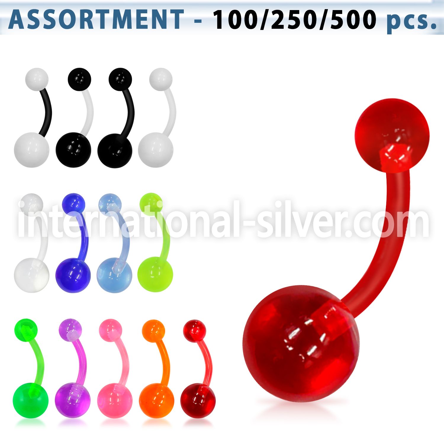 blk339 belly rings surgical steel 316l with acrylic parts belly button