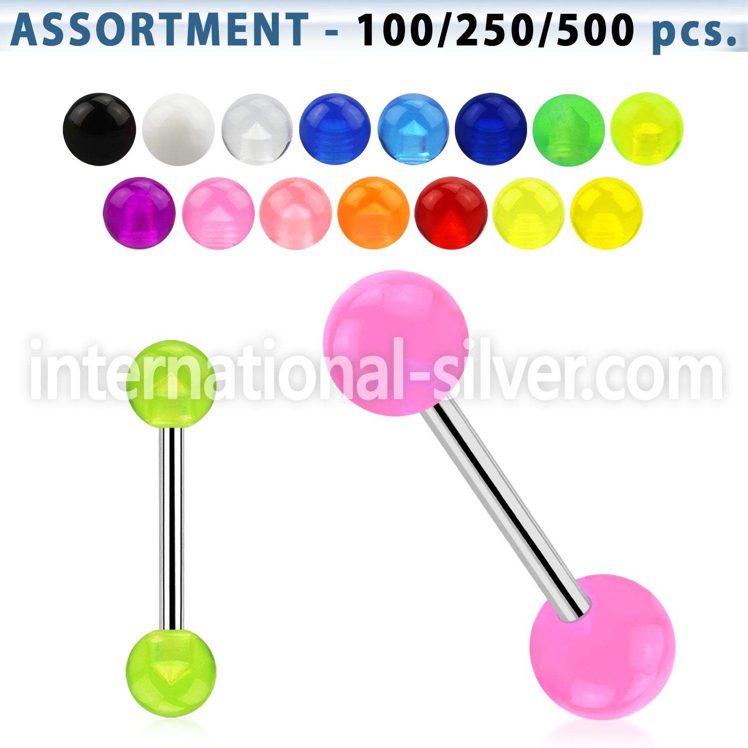 blk344 straight barbells surgical steel 316l with acrylic parts tongue