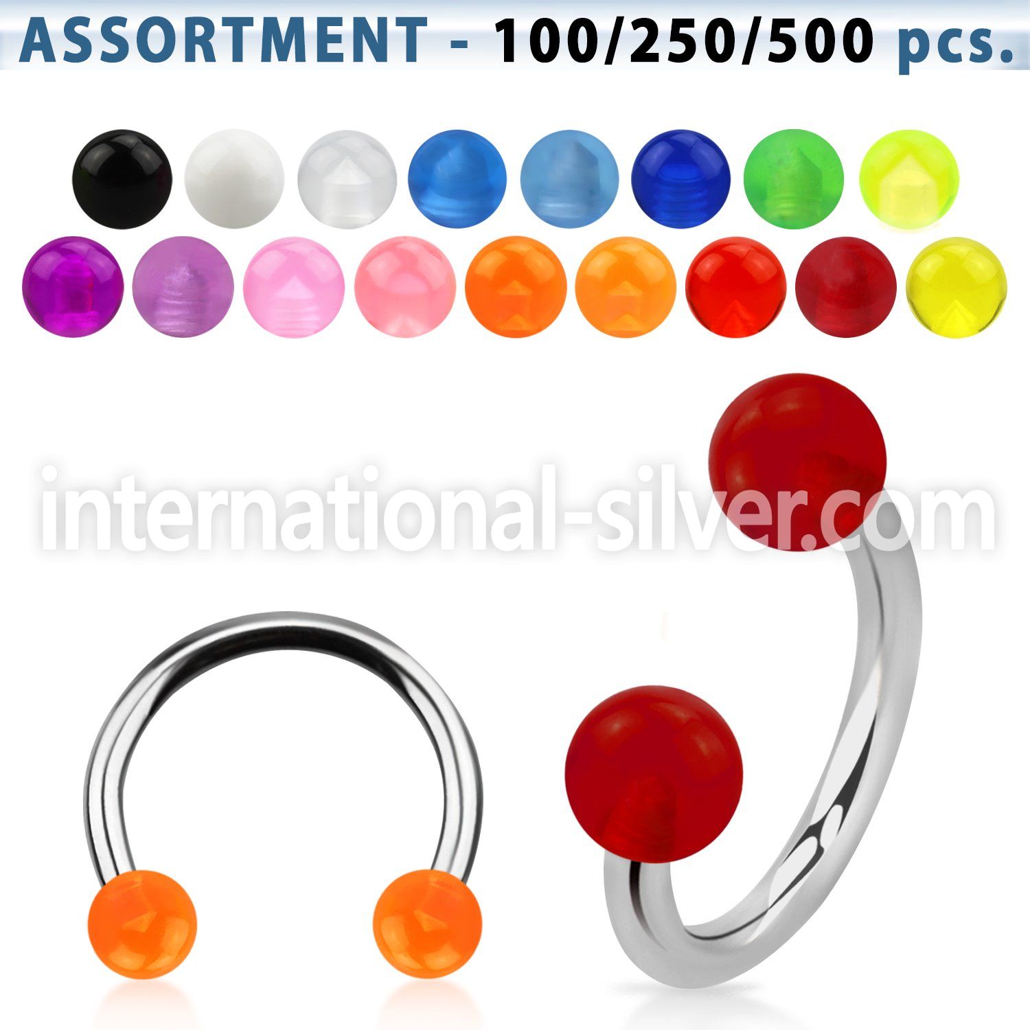 blk350 horseshoes surgical steel 316l with acrylic parts belly button