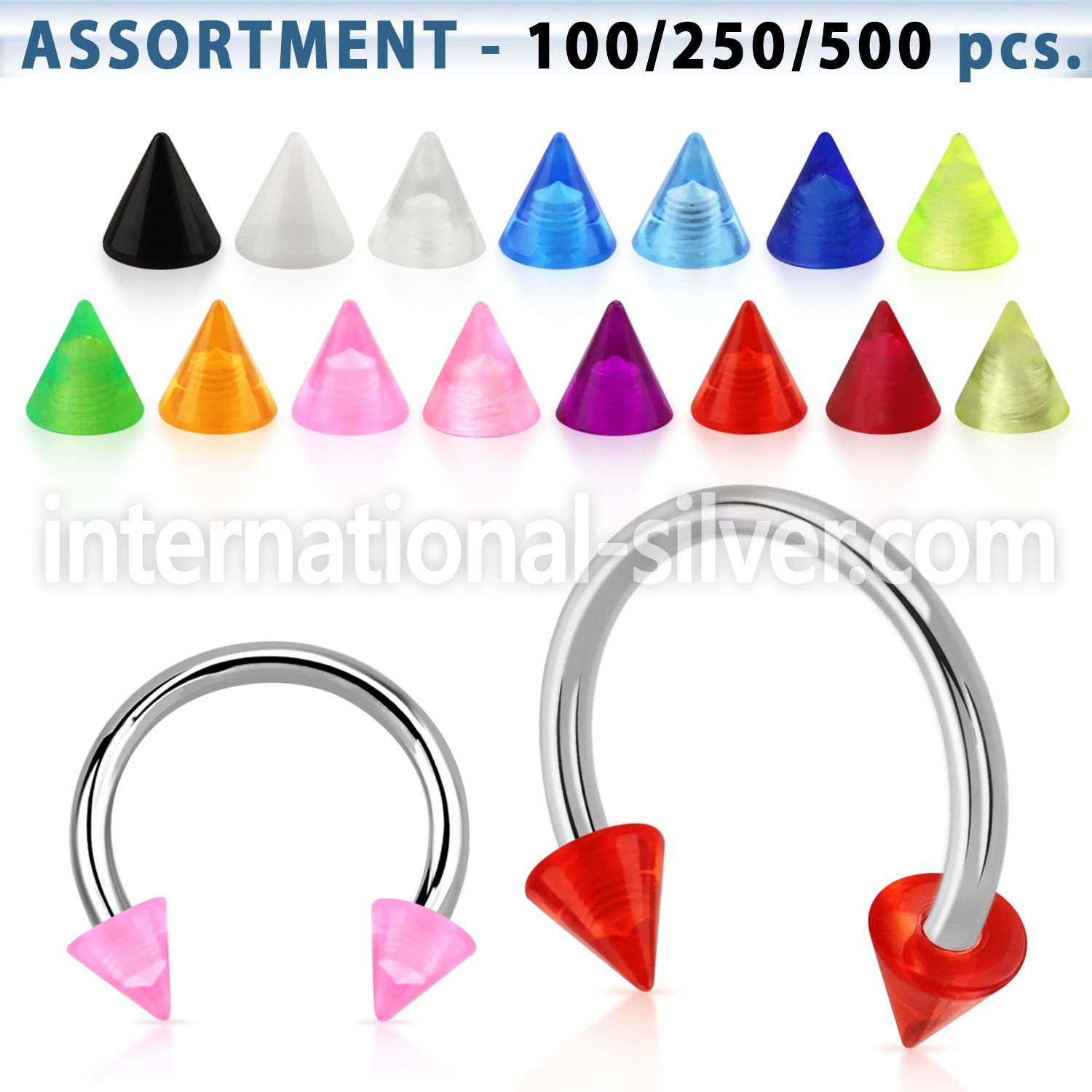 blk351 horseshoes surgical steel 316l with acrylic parts belly button