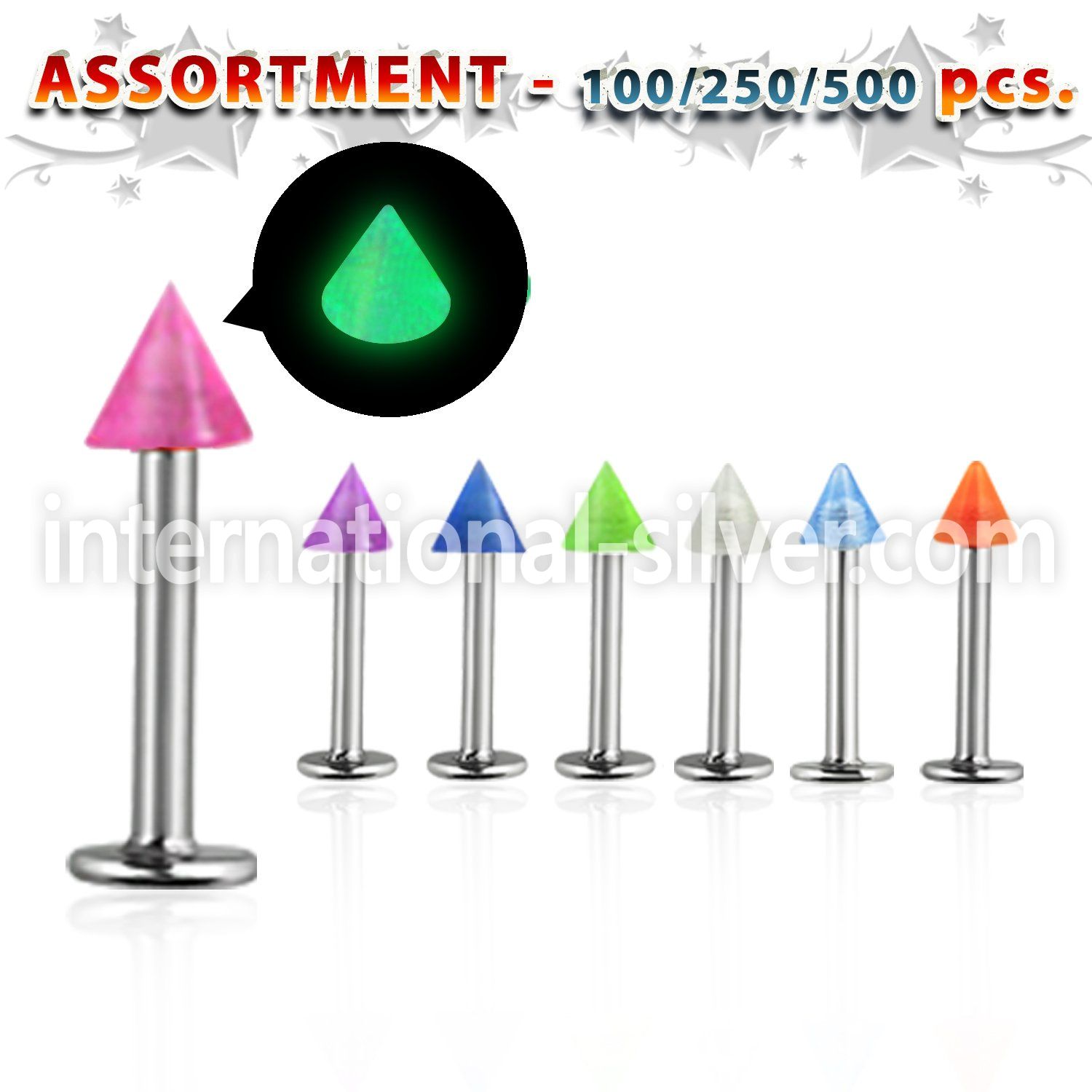 blk358 labrets lip rings surgical steel 316l with acrylic parts belly button