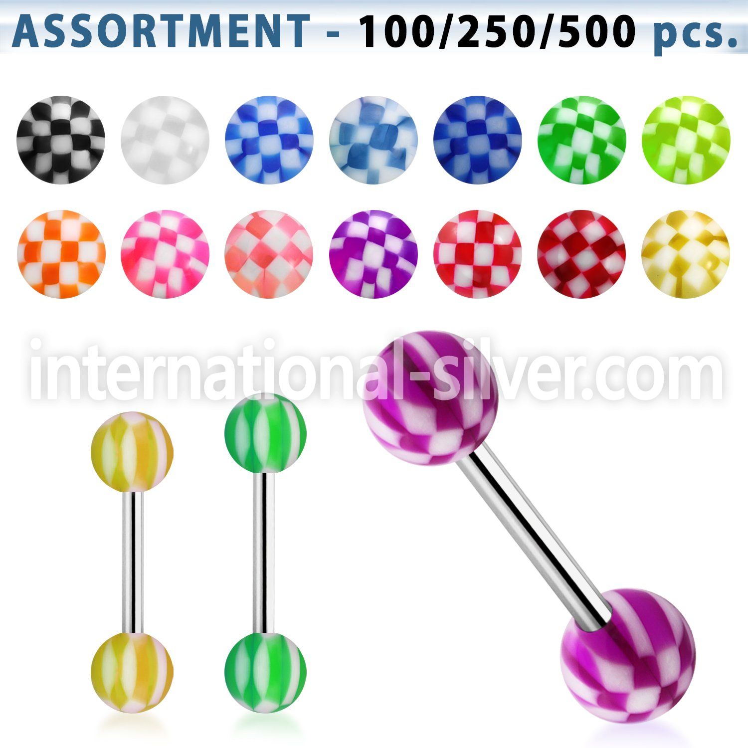 blk365 straight barbells surgical steel 316l with acrylic parts tongue