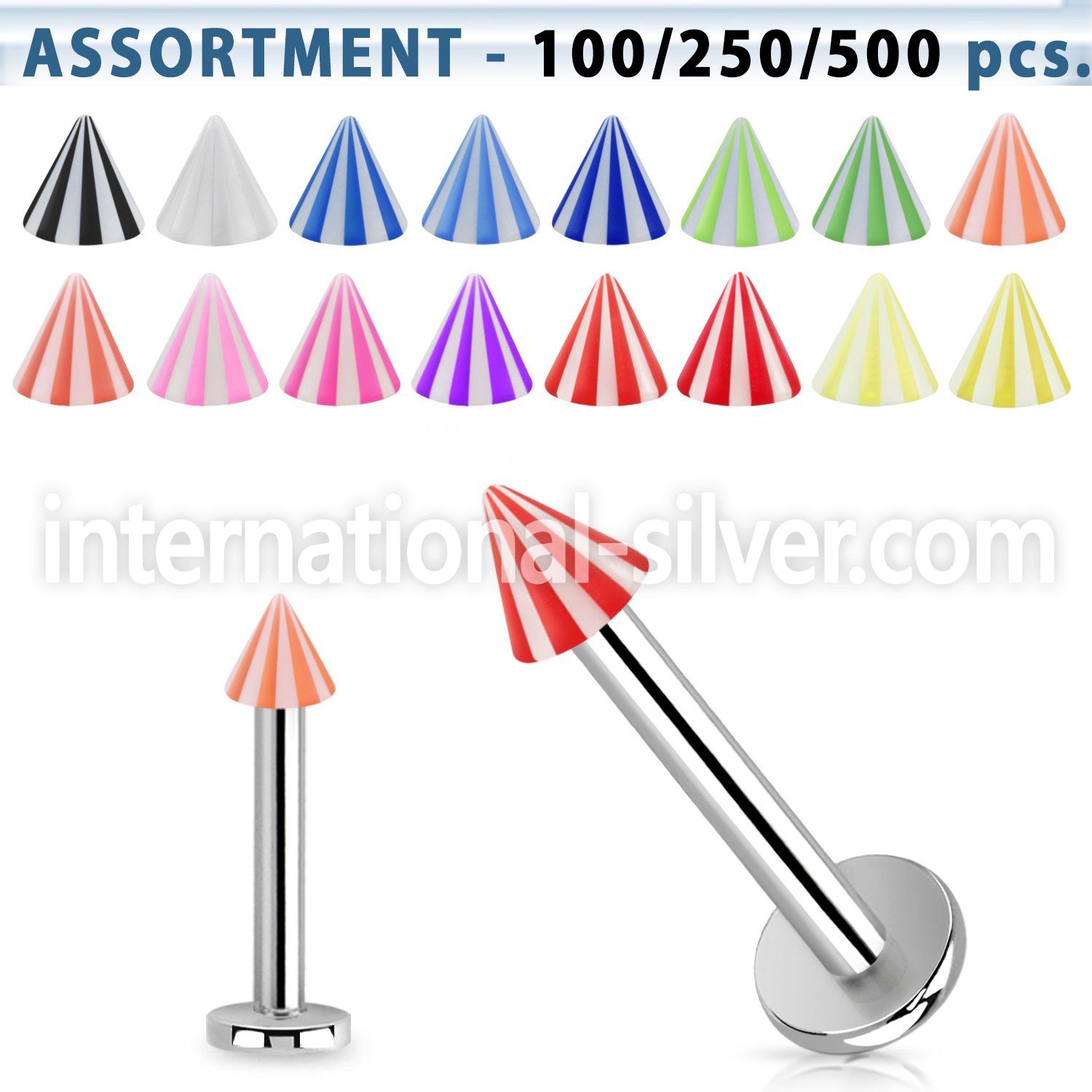 blk372 labrets lip rings surgical steel 316l with acrylic parts labrets chin