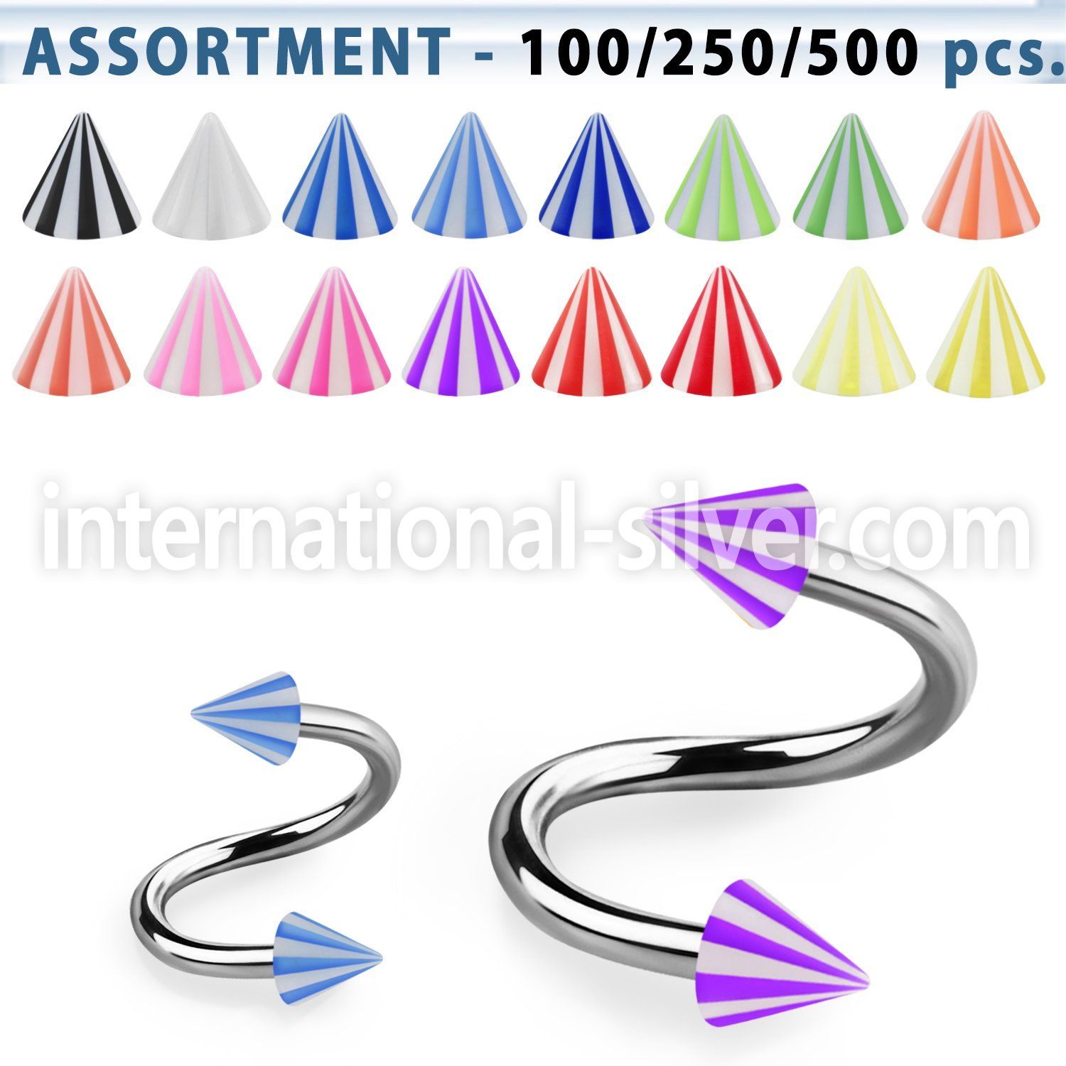 blk376 spirals twisters surgical steel 316l with acrylic parts eyebrow