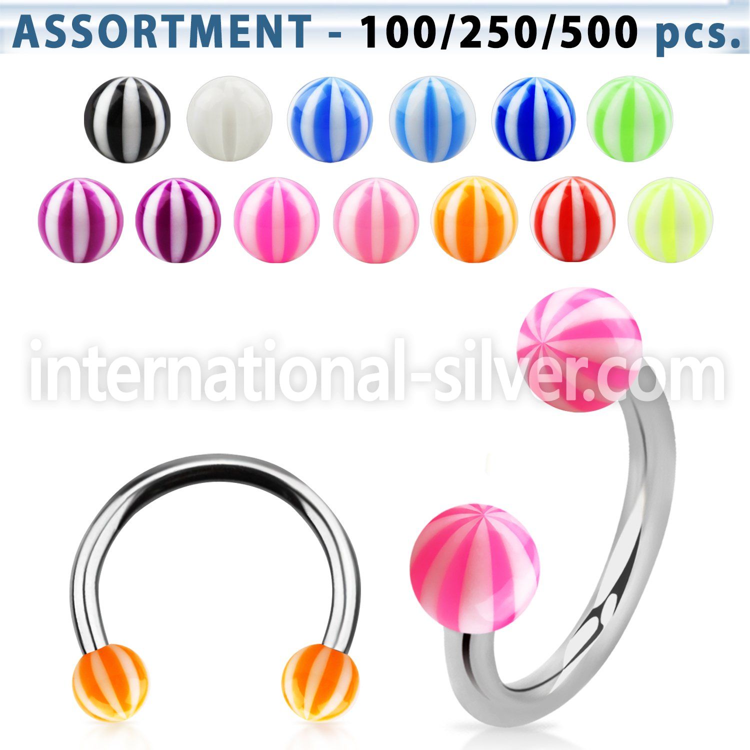 blk377 horseshoes surgical steel 316l with acrylic parts belly button