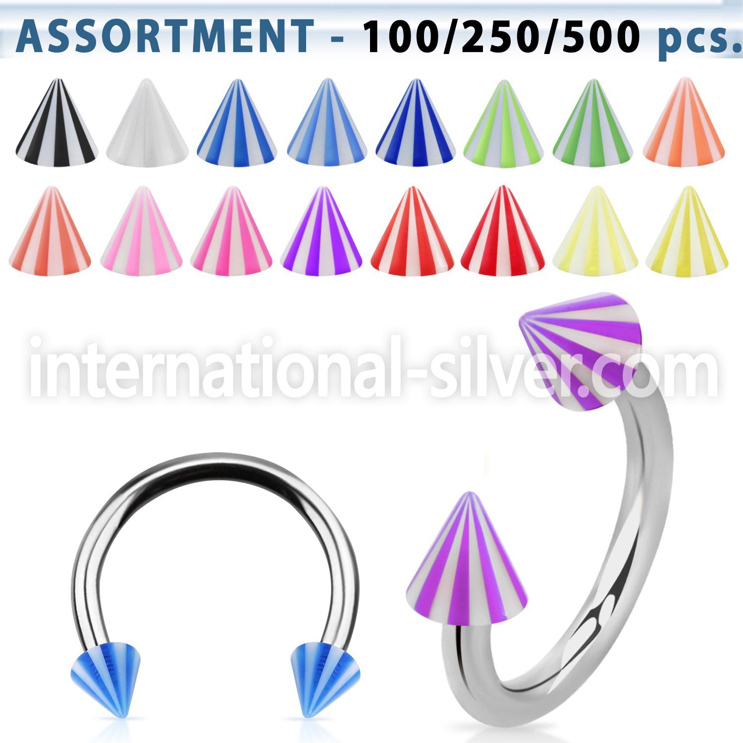 blk378 horseshoes surgical steel 316l with acrylic parts belly button