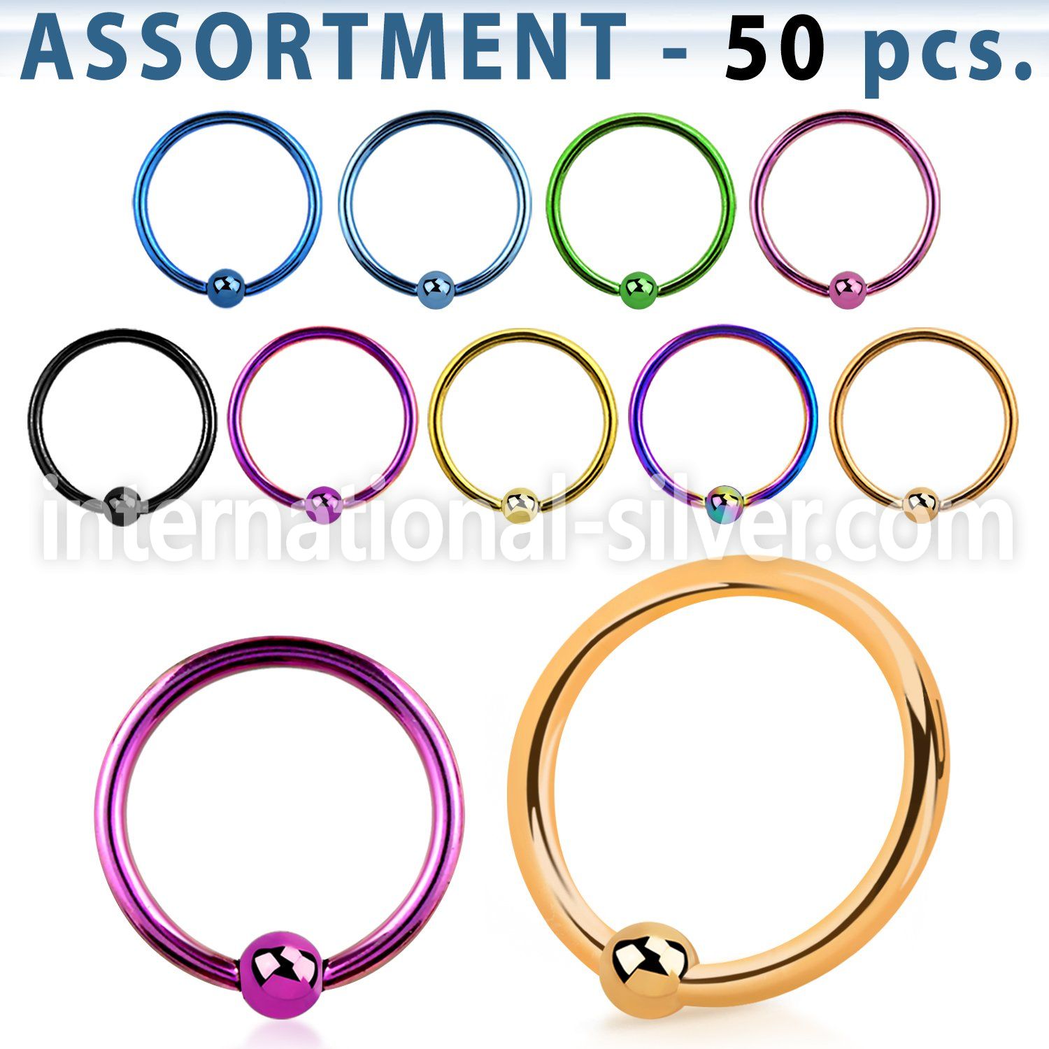 blk385 hoops captive rings anodized surgical steel 316l nose