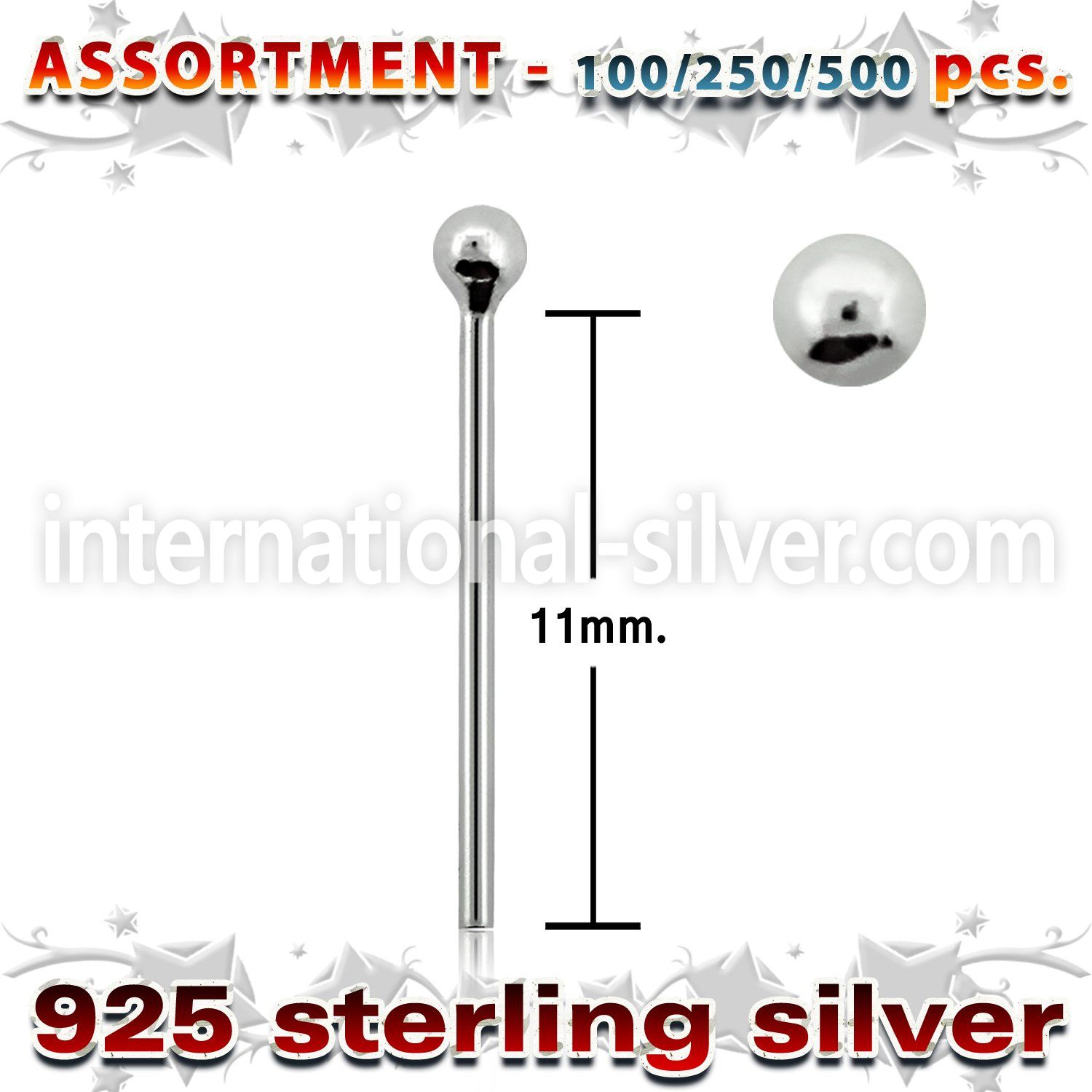 blk445 bend it to fit nose studs silver 925 nose