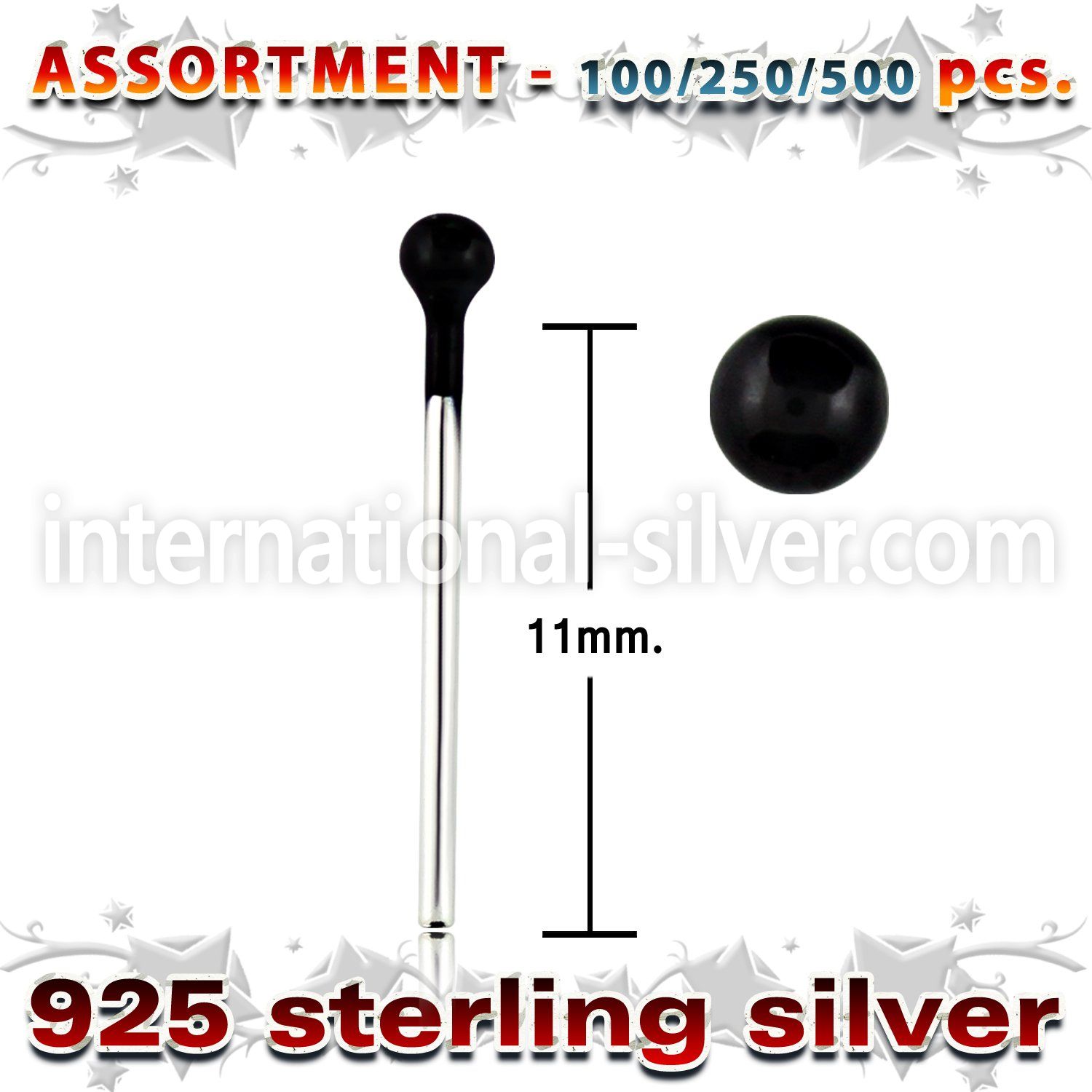 blk447 bend it to fit nose studs silver 925 nose