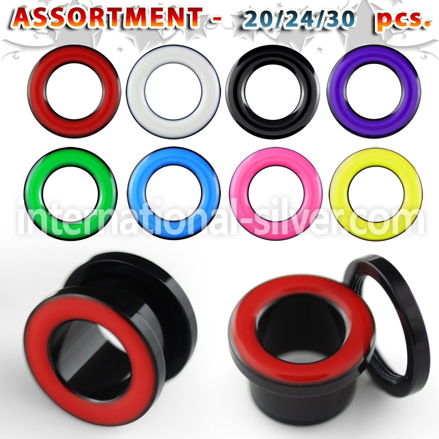 blk458 tunnels gauges acrylic body jewelry ear lobe