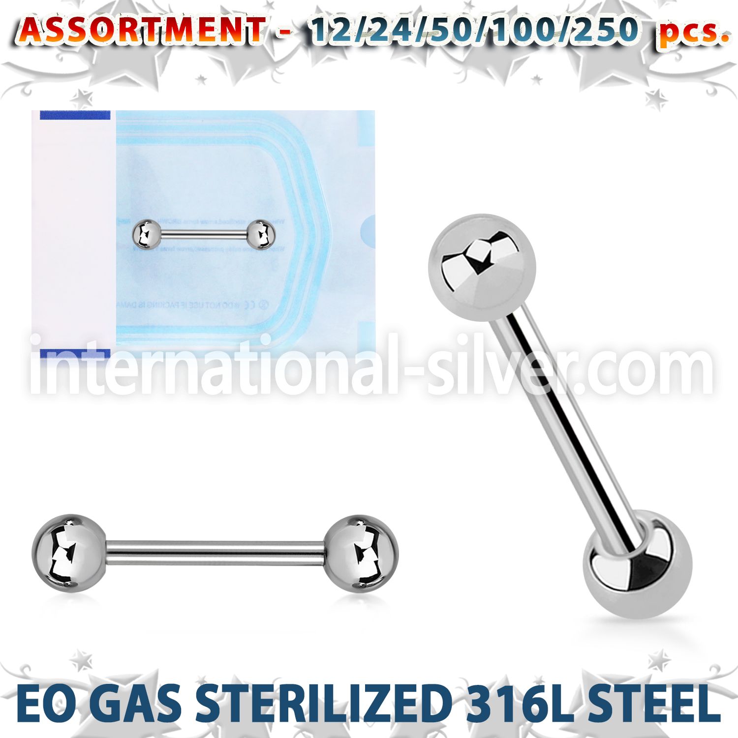 blk482 straight barbells surgical steel 316l nipple