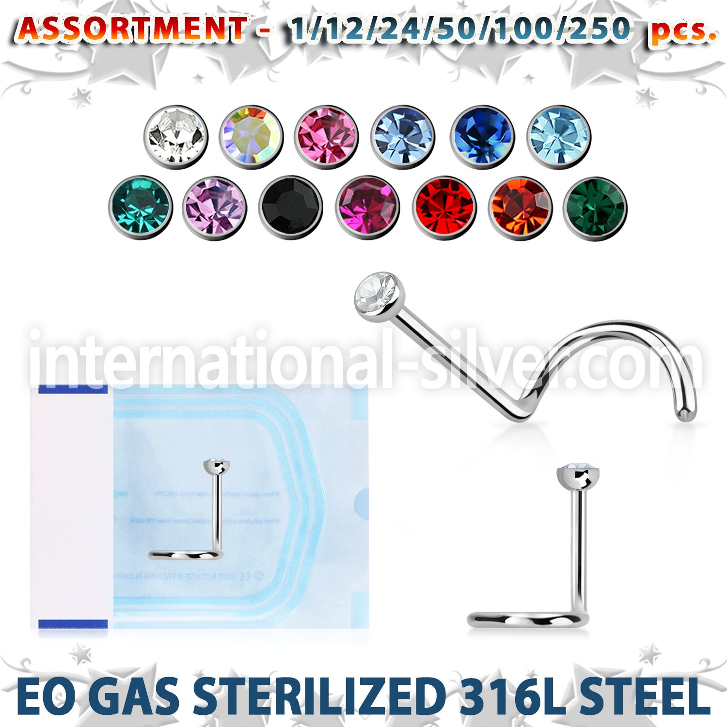 blk483 l shape nose studs surgical steel 316l nose