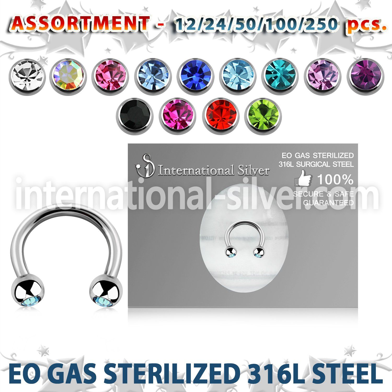 blk487 eo gas sterilized piercing surgical steel circular barbell 3mm