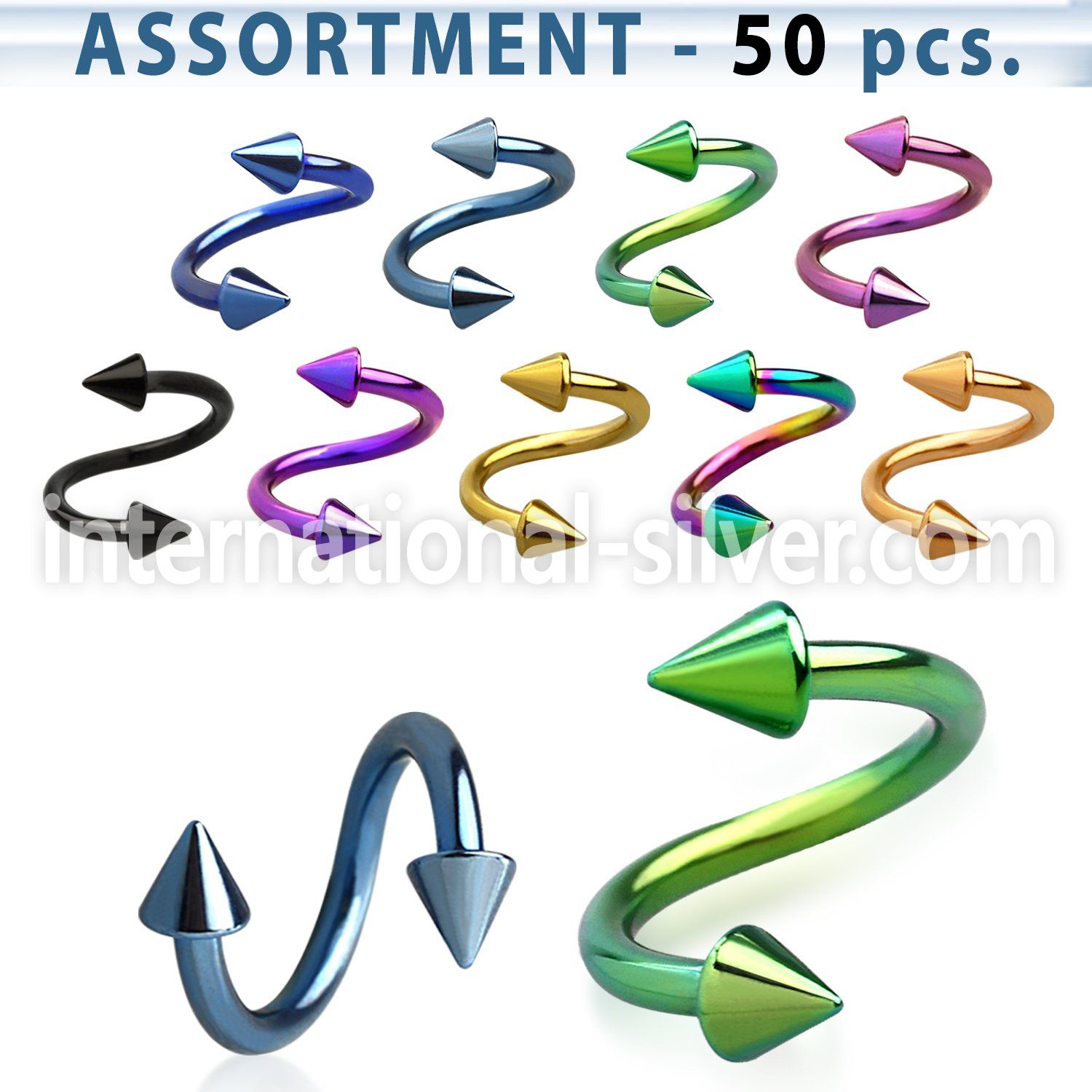 blk502 spirals twisters anodized surgical steel 316l eyebrow