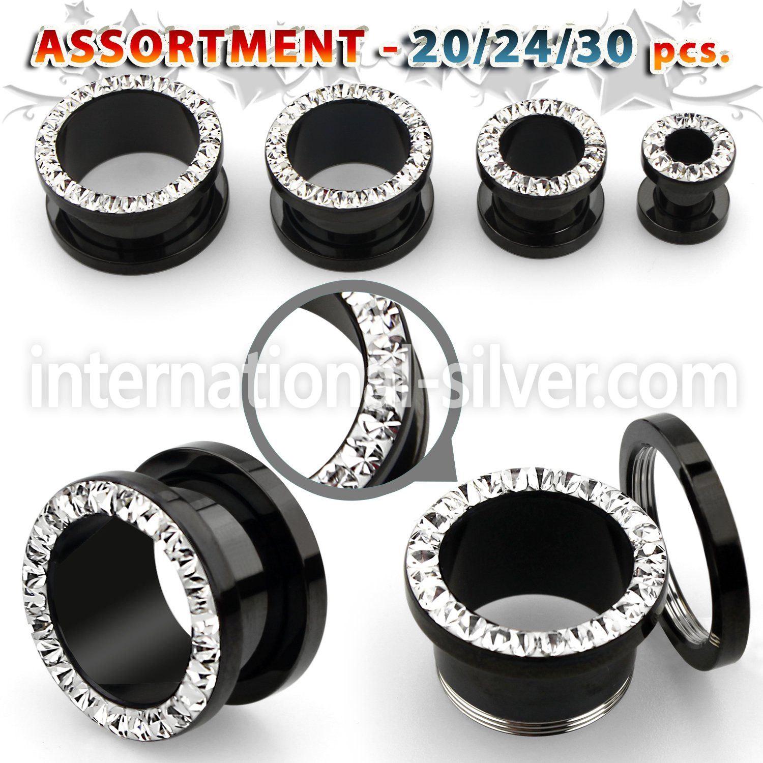 blk505 tunnels gauges anodized surgical steel 316l ear lobe