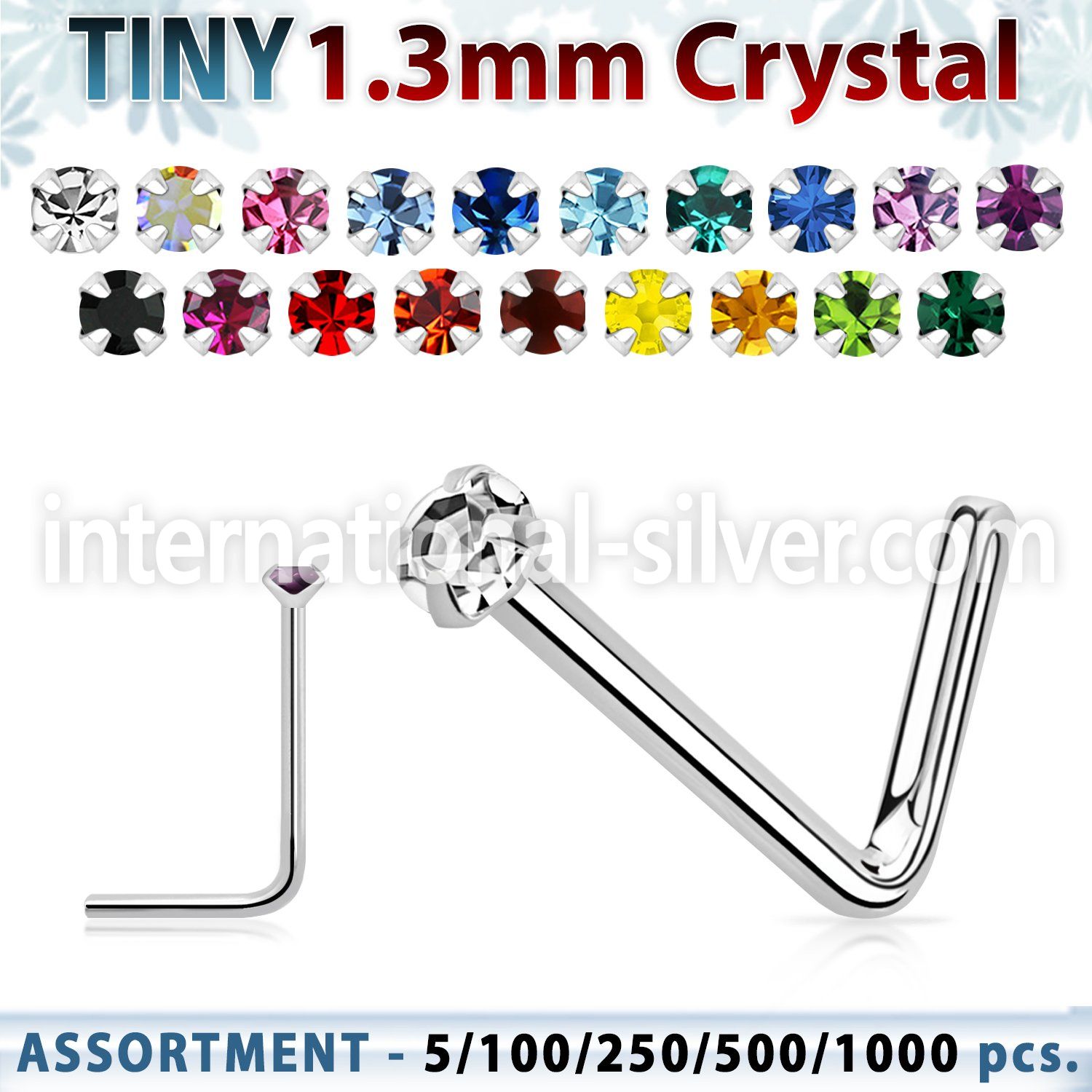 blk526 l shape nose studs silver 925 nose