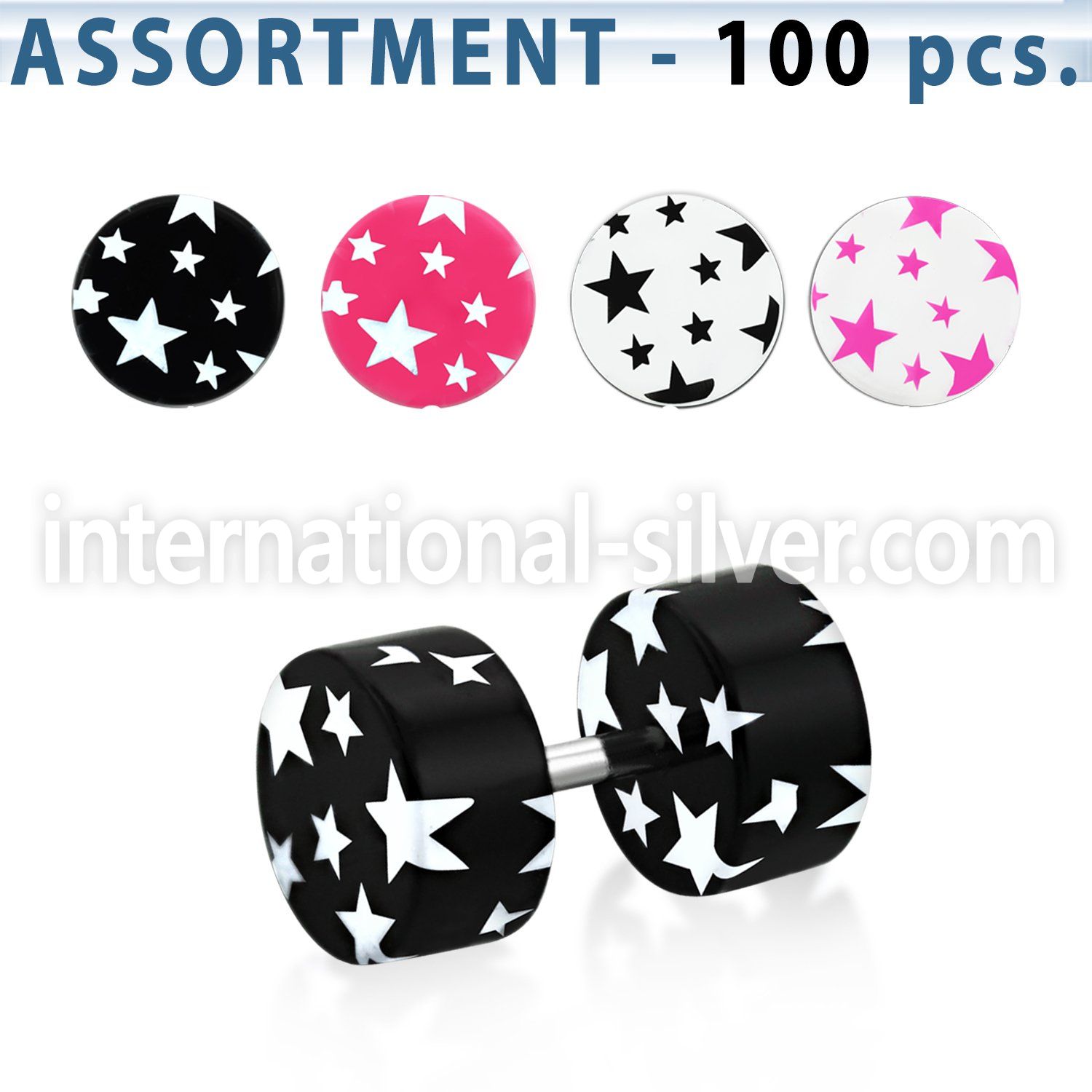 blk682 acrylic cheater plugs stars 6mm 10mm colors 100pcs