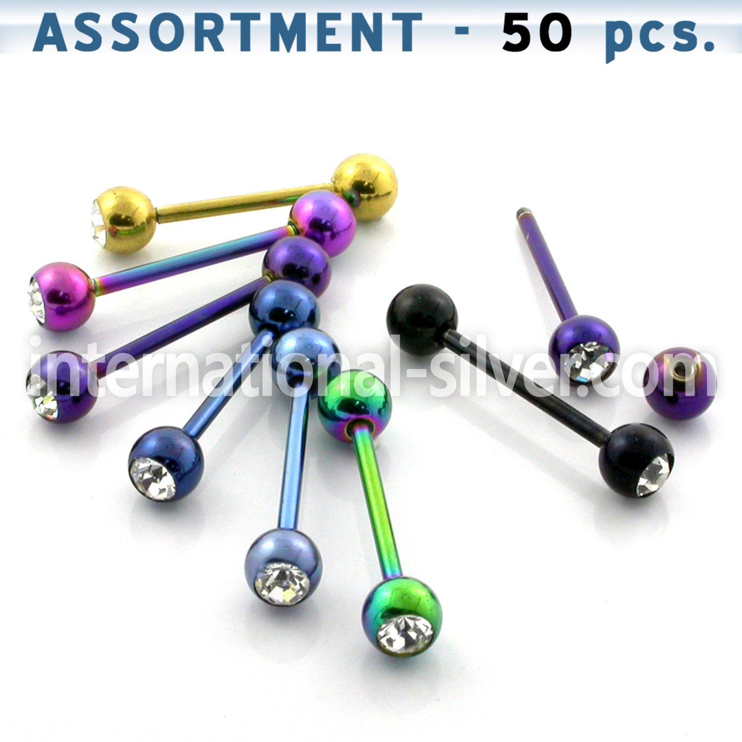 blk77 straight barbells anodized surgical steel 316l tongue