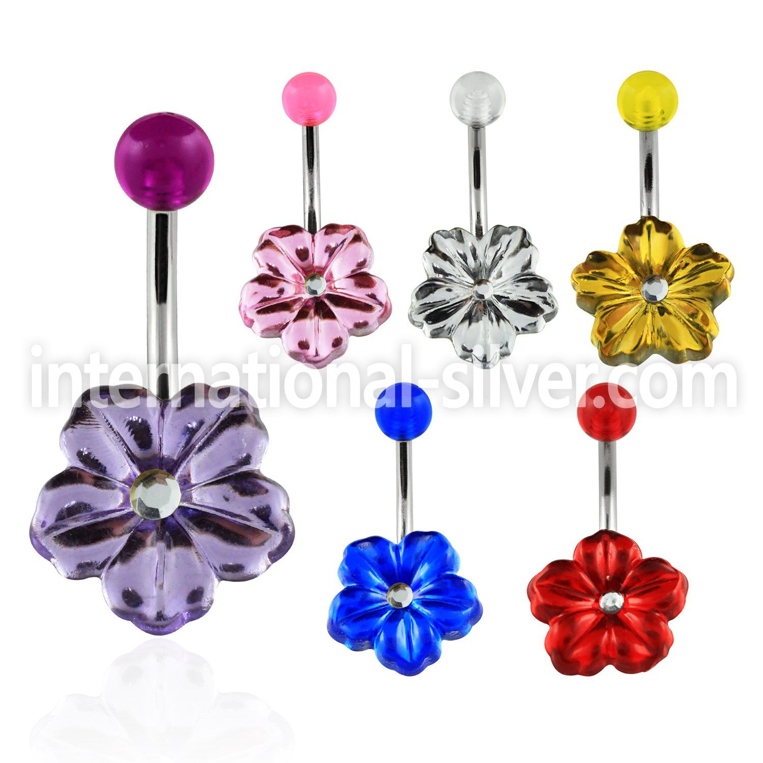 bnaflc2 belly rings surgical steel 316l with acrylic parts belly button