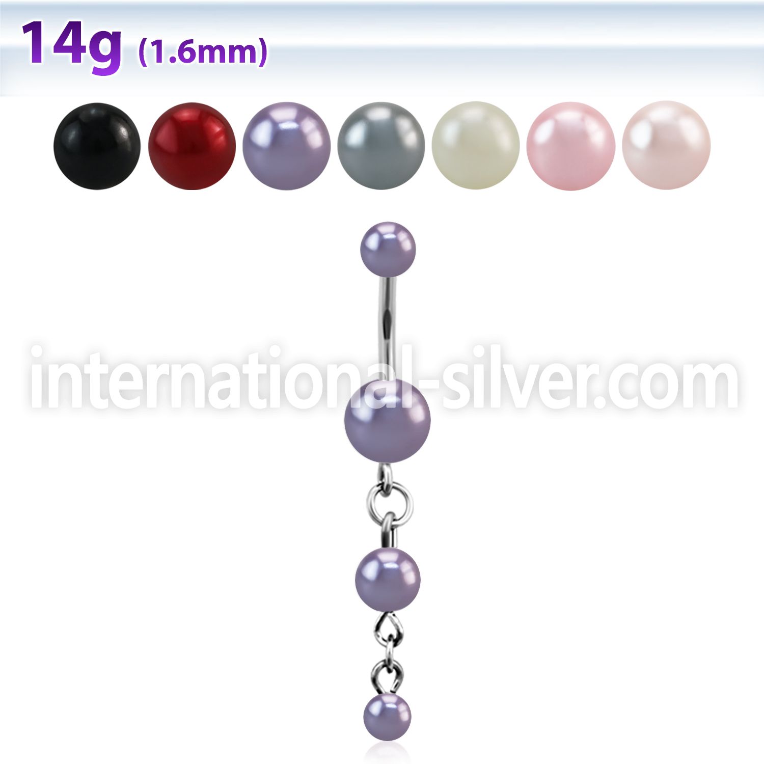 bndpr2 belly rings surgical steel 316l with acrylic parts belly button