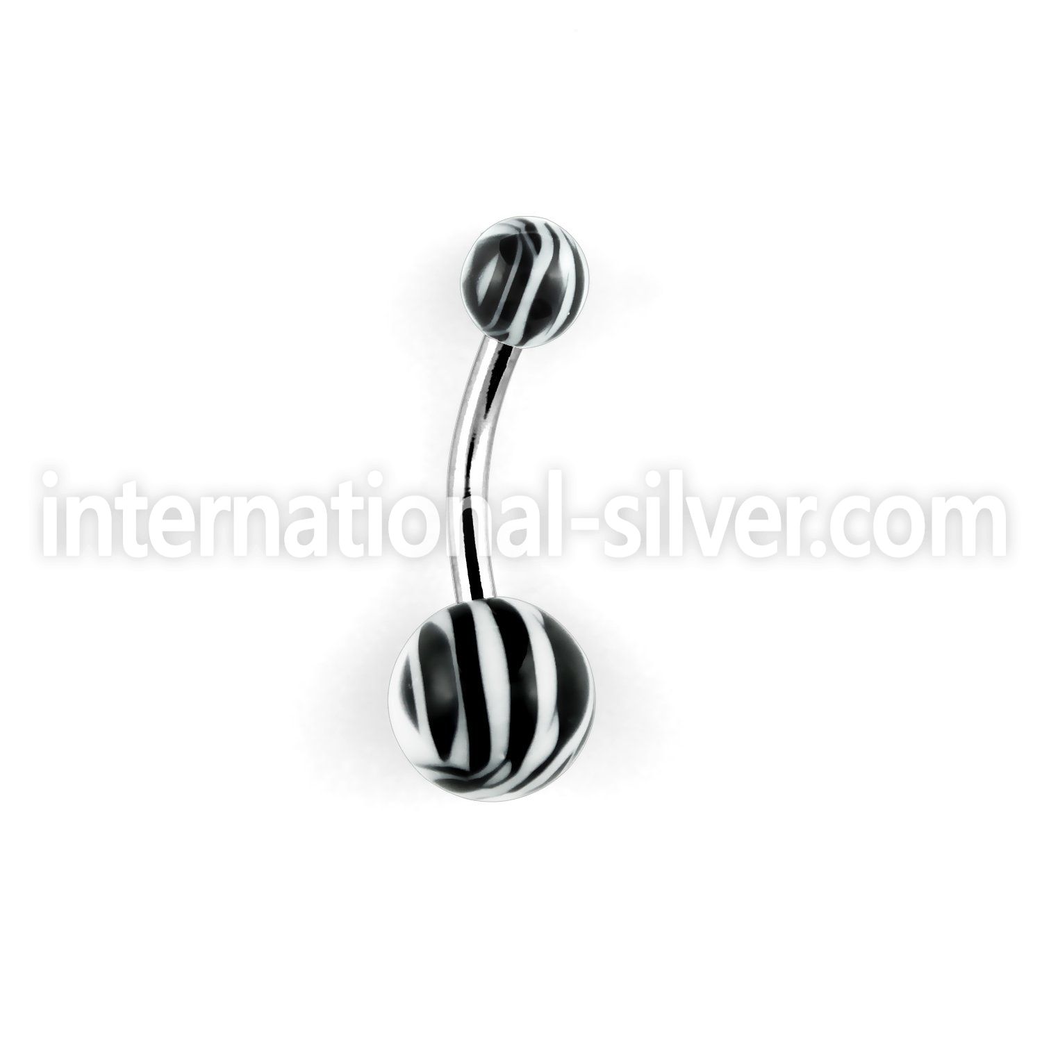 bndxt 316l steel belly banana with 5 8mm zebra striped ball