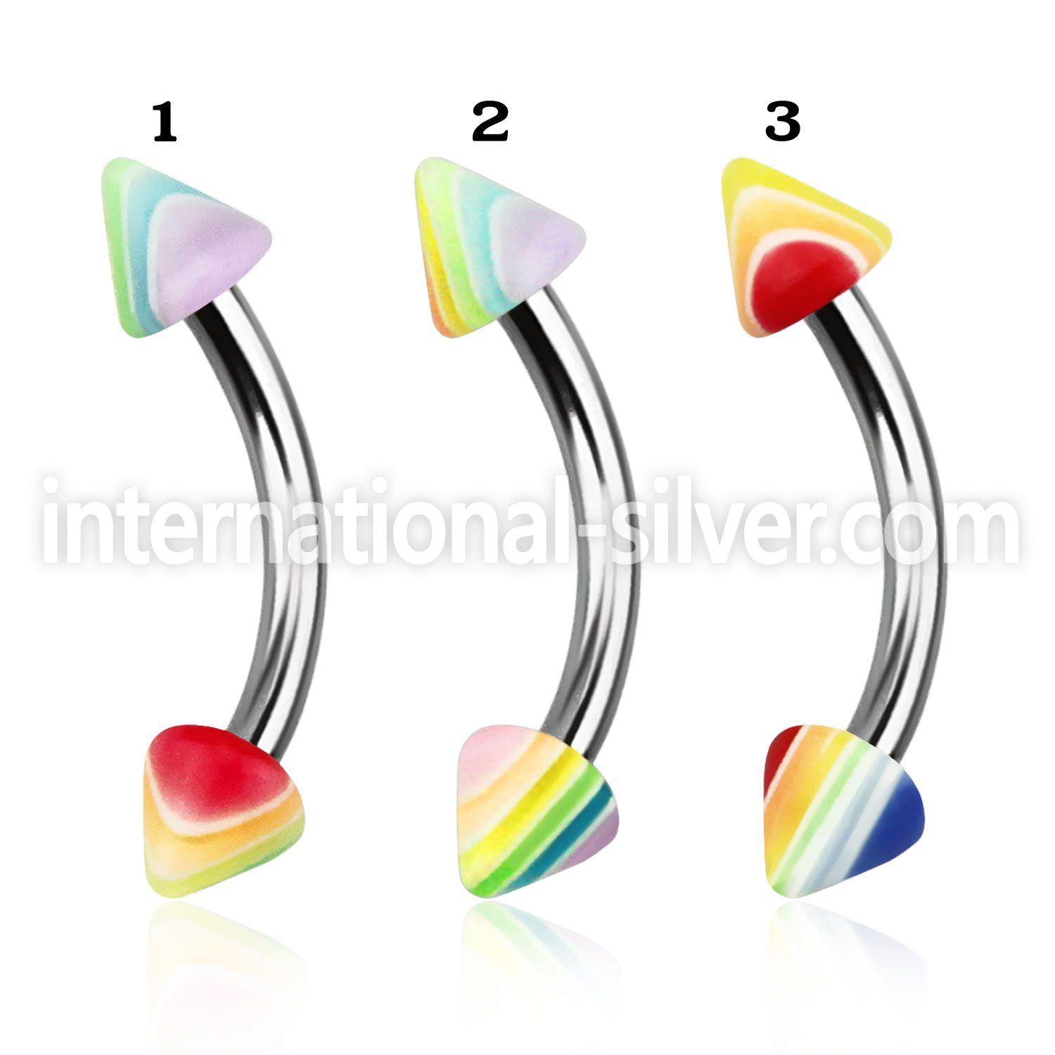 bnebdn 316l steel eyebrow banana with 3mm acrylic bead cone